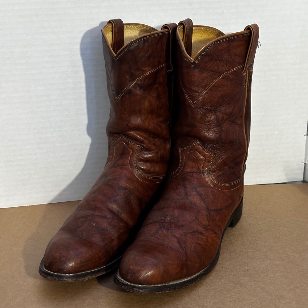 Justin Cowboy Boots Mens 11 D Brown Good Leather Western 3163 Round Toe